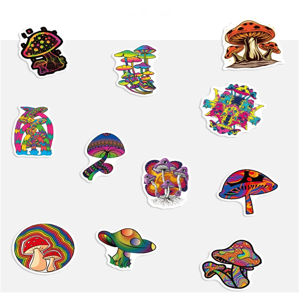 10/30/50PCS/ Psychedelic Mushroom Sticker Cartoon Sticker Skateboard Cup DIY Suitcase Notebook Guitar Graffiti Sticker Wholesale - Gufetto Brand 