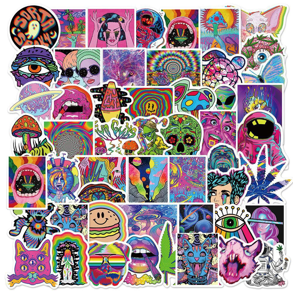10/30/50PCS Cartoon Art Psychedelic Graffiti Stickers Aesthetic Luggage Laptop Guitar Phone Cool Waterproof Toy Sticker for Kids - Gufetto Brand 