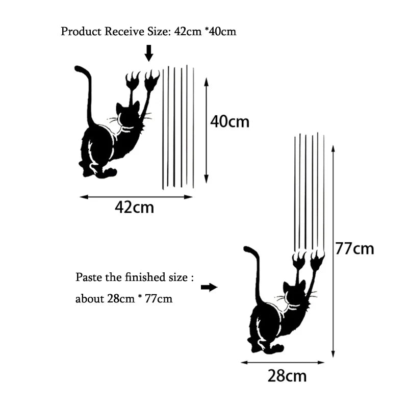 Cute Cat Wall Sticker Door/Wall Home Decoration Living Room Background Mural Art Decals Removable Kitty Funny Stickers - Gufetto Brand 