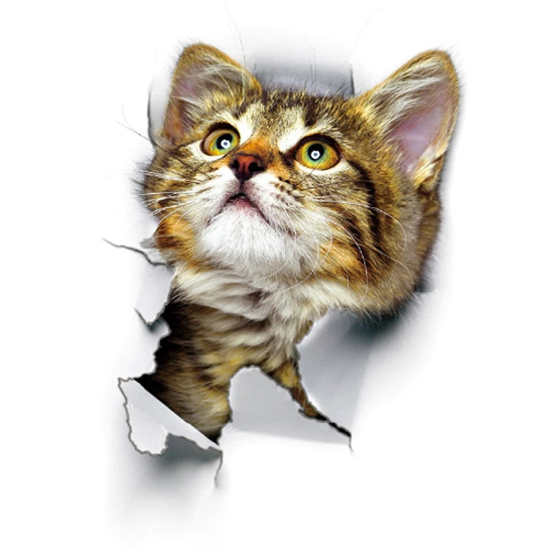 3D Cats Wall Sticker Hole View Bathroom Living Room Decoration Home Decor Animal Vinyl Decals Art Poster Cute Toilet Stickers - Gufetto Brand 