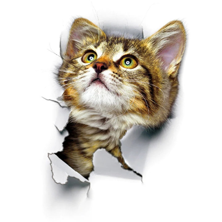 3D Cats Wall Sticker Hole View Bathroom Living Room Decoration Home Decor Animal Vinyl Decals Art Poster Cute Toilet Stickers - Gufetto Brand 