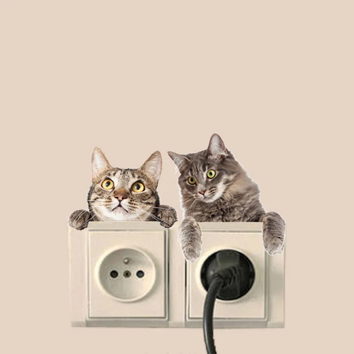 Very Cute 3D Cat And Dog Switch Stickers PVC Removable Wall Sticker Vinyl For Bedroom Living Room Home Decor Decals Socket Paste - Gufetto Brand 