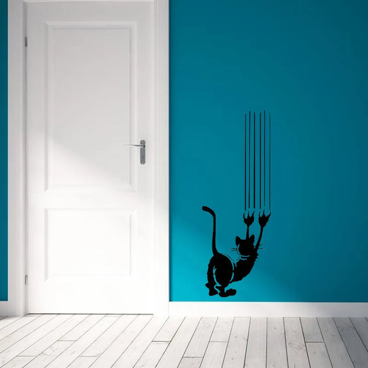 Cute Cat Wall Sticker Door/Wall Home Decoration Living Room Background Mural Art Decals Removable Kitty Funny Stickers - Gufetto Brand 