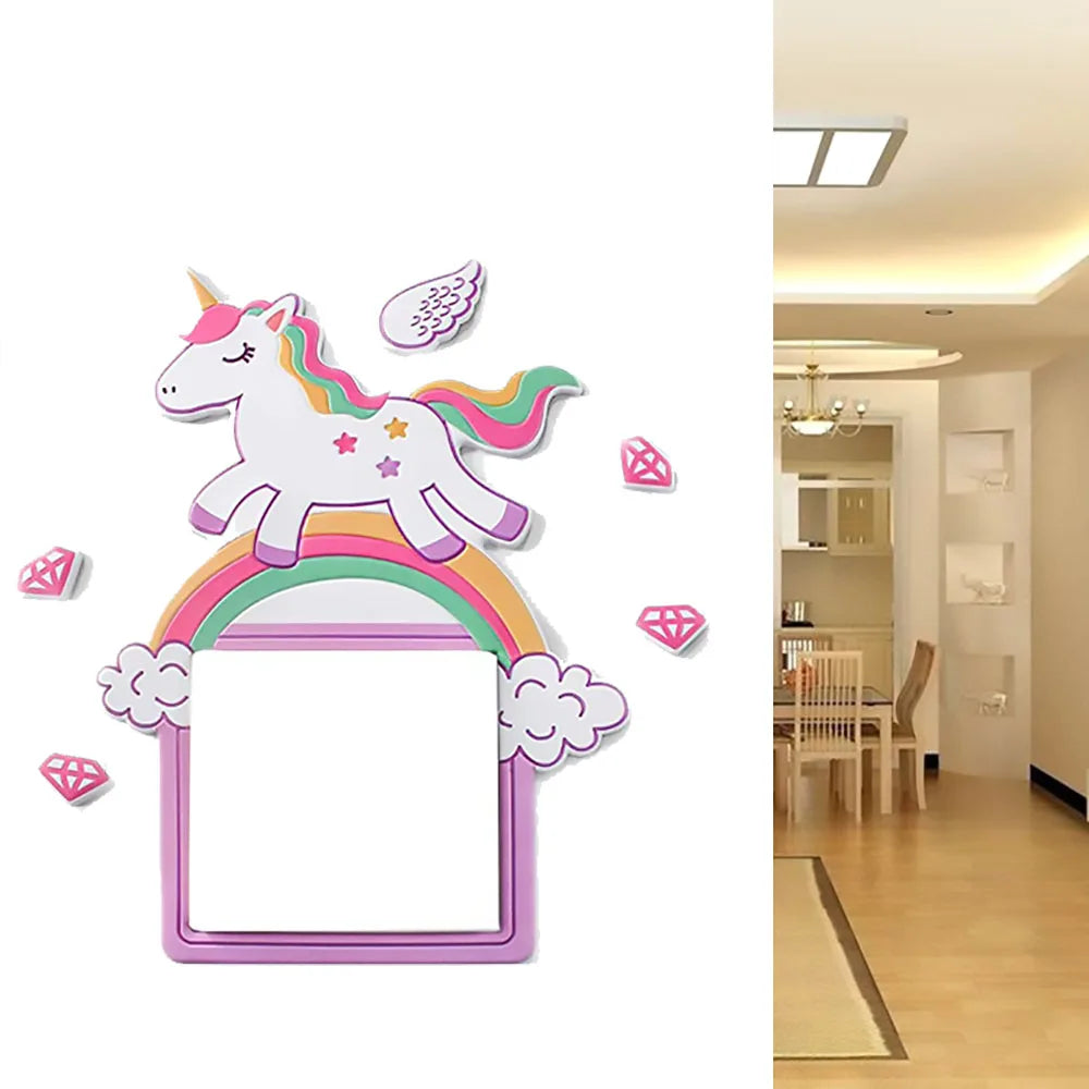 3D Unicorn Switch Sticker Cartoon Kids Room Decor luminous Stickers Switch Cover Wall Light Unicorn Socket Stickers Decoration - Gufetto Brand 