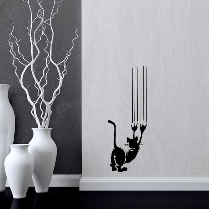 Cute Cat Wall Sticker Door/Wall Home Decoration Living Room Background Mural Art Decals Removable Kitty Funny Stickers - Gufetto Brand 