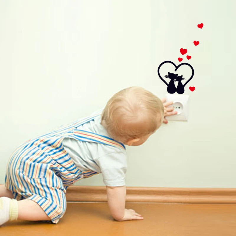 DIY Creative Black Cat Love Cartoon Removable Switch Stickers PVC Wall Sticker Vinyl Decals Home Decor Wallpaper Socket Paste - Gufetto Brand 