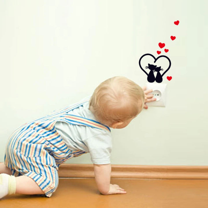 DIY Creative Black Cat Love Cartoon Removable Switch Stickers PVC Wall Sticker Vinyl Decals Home Decor Wallpaper Socket Paste - Gufetto Brand 