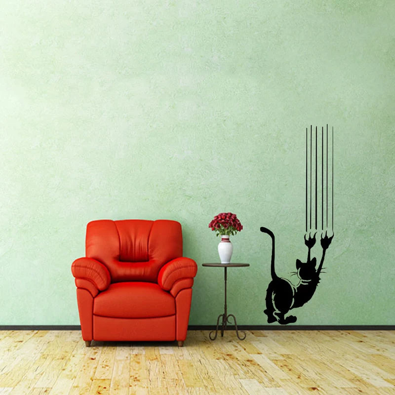 Cute Cat Wall Sticker Door/Wall Home Decoration Living Room Background Mural Art Decals Removable Kitty Funny Stickers - Gufetto Brand 