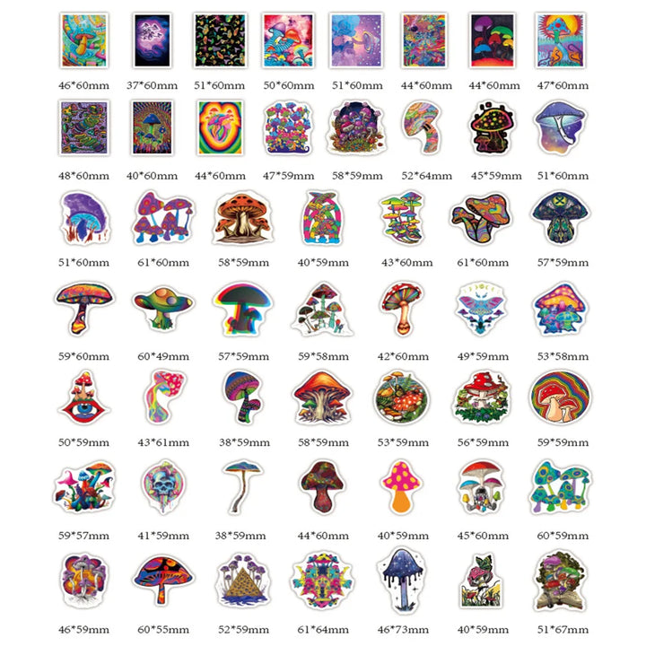 10/30/50PCS/ Psychedelic Mushroom Sticker Cartoon Sticker Skateboard Cup DIY Suitcase Notebook Guitar Graffiti Sticker Wholesale - Gufetto Brand 