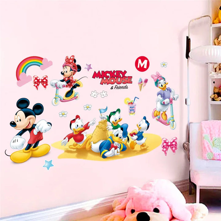 Cartoon Mickey Minnie Wall Stickers For Children Bedroom Kids Rooms Living Room Wall Decal Art Poster Mural Christmas Gift Decor - Gufetto Brand 