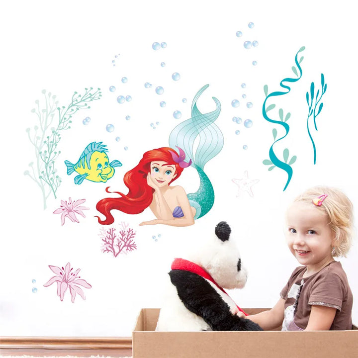 Cartoon princess Mermaid Ariel Princess  Fish Bubble Wall Stickers For Kids Room Home Decoration Diy Mural Art Girls Wall Decals - Gufetto Brand 