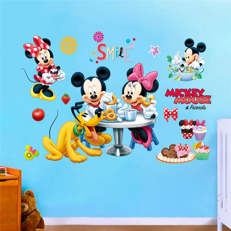 Cartoon Mickey Minnie Wall Stickers For Children Bedroom Kids Rooms Living Room Wall Decal Art Poster Mural Christmas Gift Decor - Gufetto Brand 