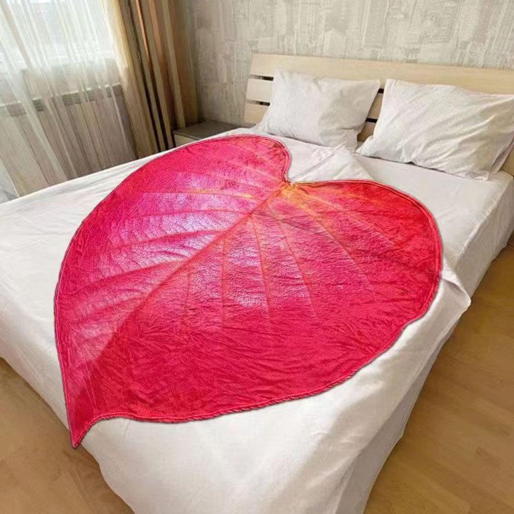 Coperta a forma di foglia stampata semplice in flanella di moda per la casa - Gufetto Brand 