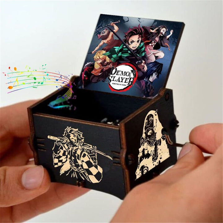 Carillon a manovella in legno inciso Buon compleanno Anime Demon Slayer Tu sei il mio sole Volami sulla luna Regali per la moglie - Gufetto Brand 