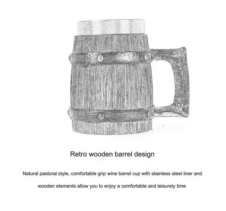 Bicchiere isolato progettato con canna di legno, tazza da viaggio in acciaio inossidabile da 20 once per birra, caffè e bevande fredde