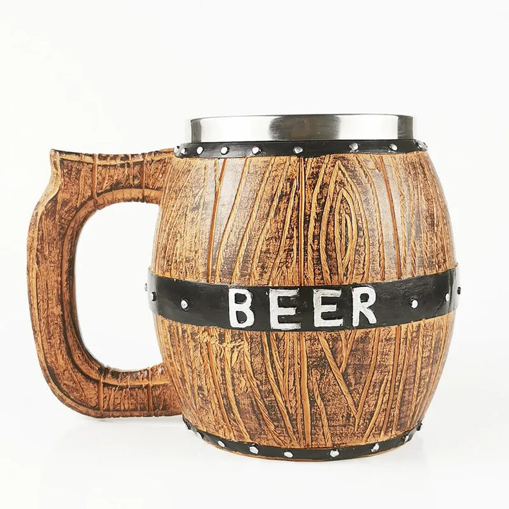 Boccale di birra in botte di legno tedesco in acciaio inossidabile