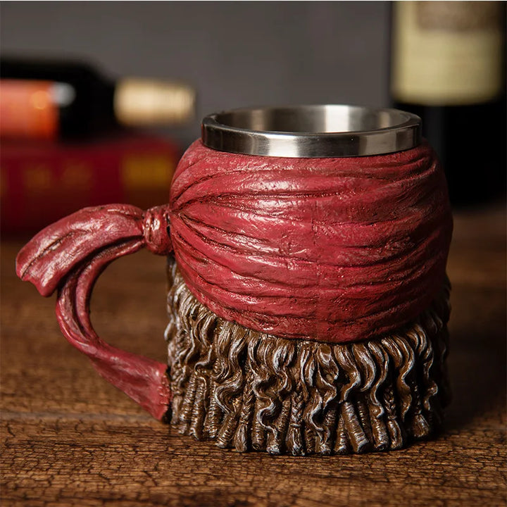 Tazza con teschio Caraibi Pirata Bandana Birra
