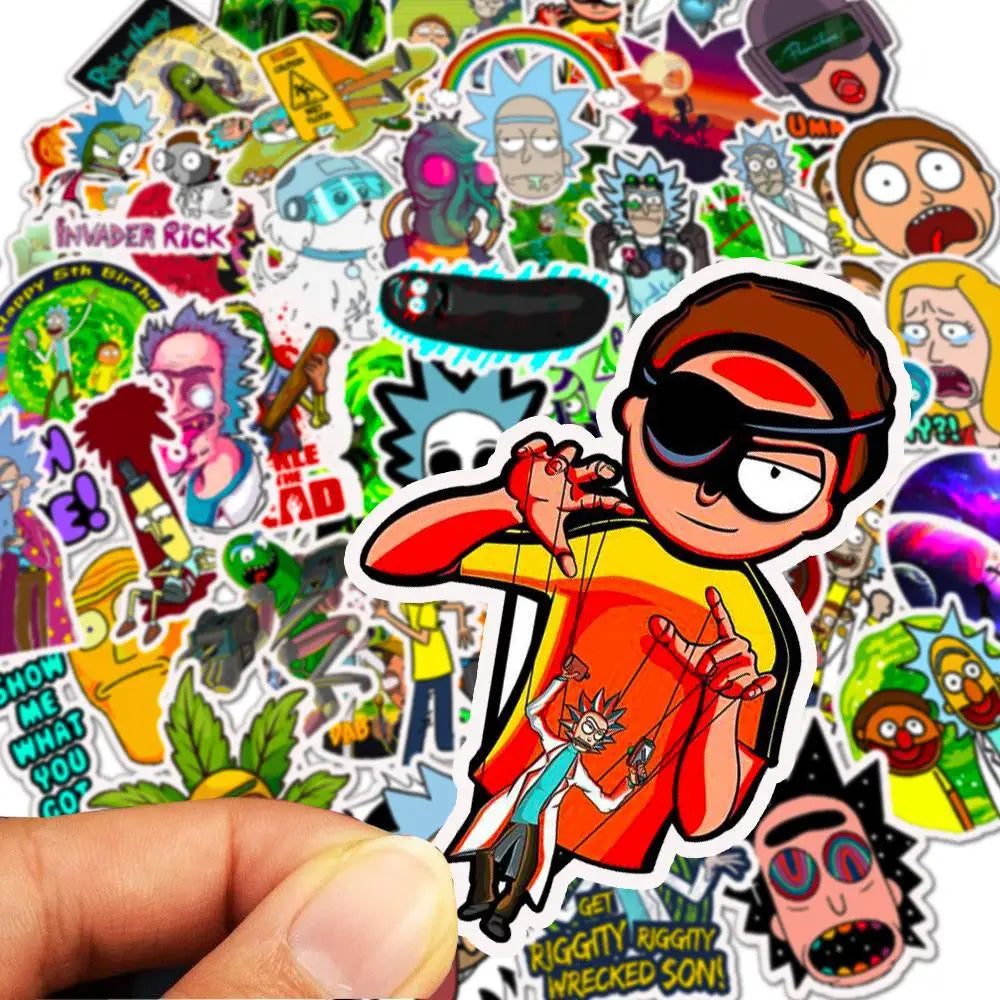 50PCS Cartoon Anime Rick And Morti Stickers Waterproof Skateboard Travel Suitcase Phone Laptop Suitcase Sticker Cute Kid Toys - Gufetto Brand 