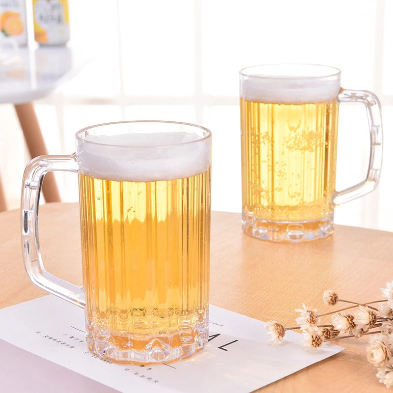 Boccale di birra trasparente da 500 ml in plastica infrangibile