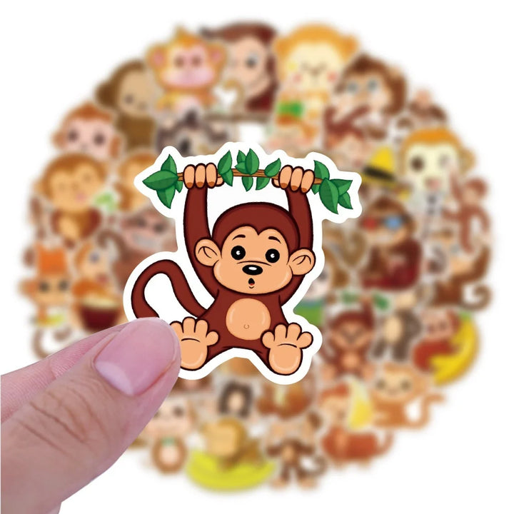 10/30/50PCS Cartoon Cute Monkey Animal Graffiti Creative Sticker Desk Guitar Computer Refrigerator  Waterproof Sticker Wholesale - Gufetto Brand 