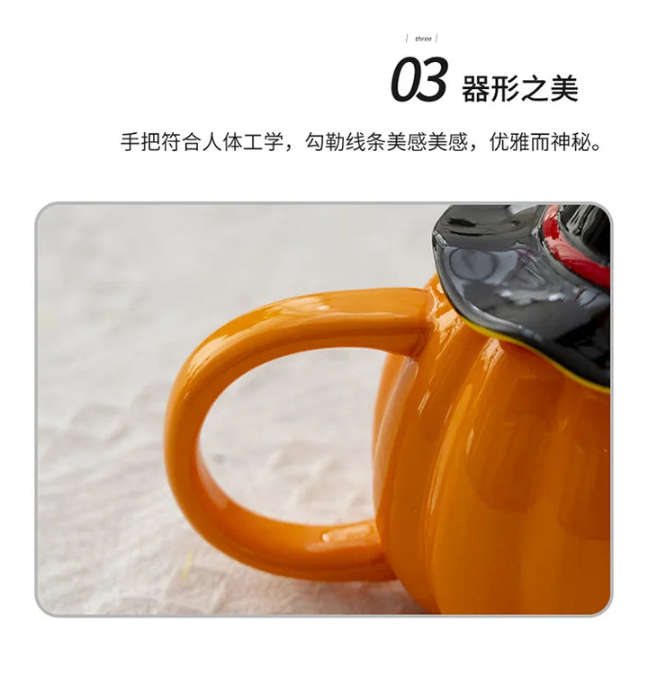 Divertenti tazza in ceramica Zucca con coperchio
