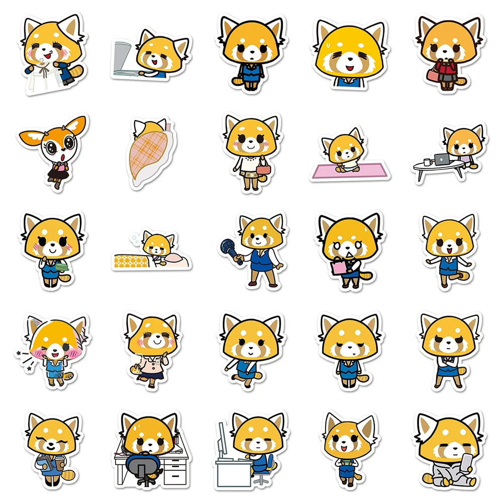 10/30/50pcs Funny Sanrio Aggretsuko Decoration Stickers for Kids Graffiti Luggage Fridge Cute Cartoon Decal PVC Sticker Toy Gift - Gufetto Brand 