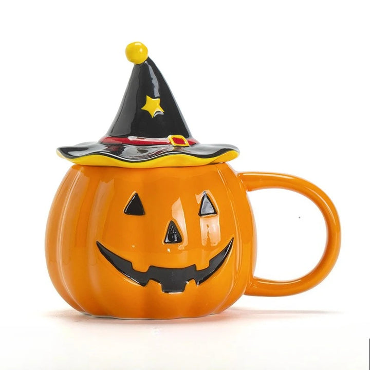 Divertenti tazza in ceramica Zucca con coperchio