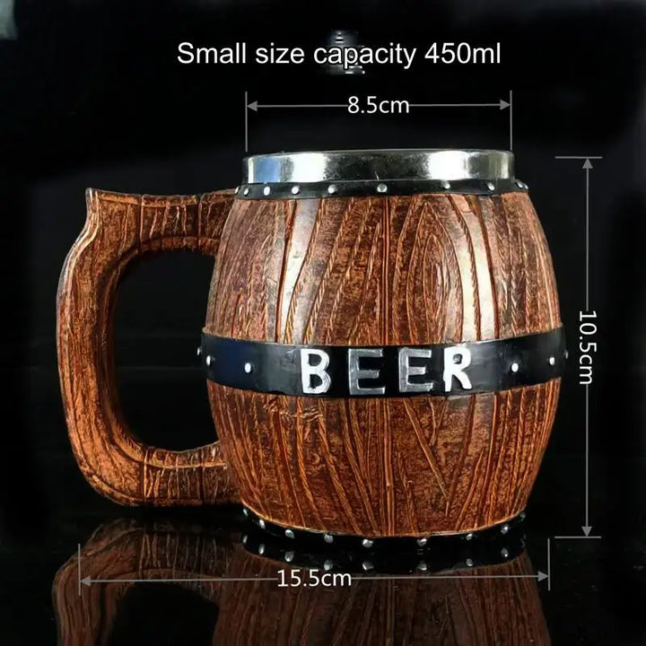 Boccale di birra in botte di legno tedesco in acciaio inossidabile