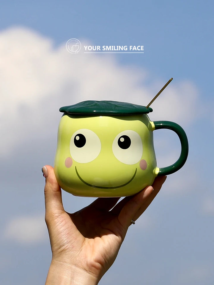 Divertente tazza di rana verde tazza di ceramica