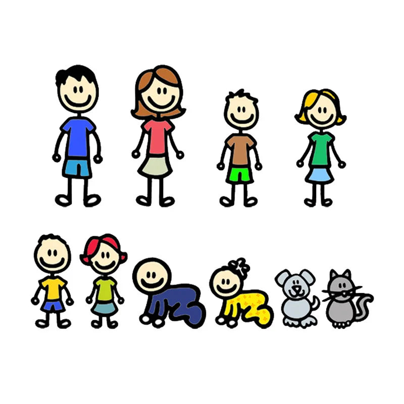 Happy Family Car Sticker Children Play Decals Car Body Styling Cartoon Vinyl Decal Funny Decoration Auto Stickers Accessories - Gufetto Brand 