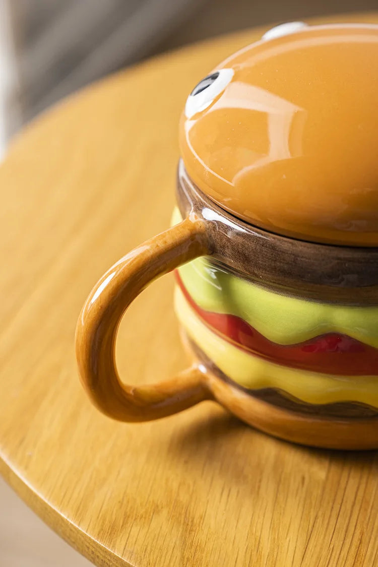 Tazze da caffè da 300 ml forma di hamburger con coperchio