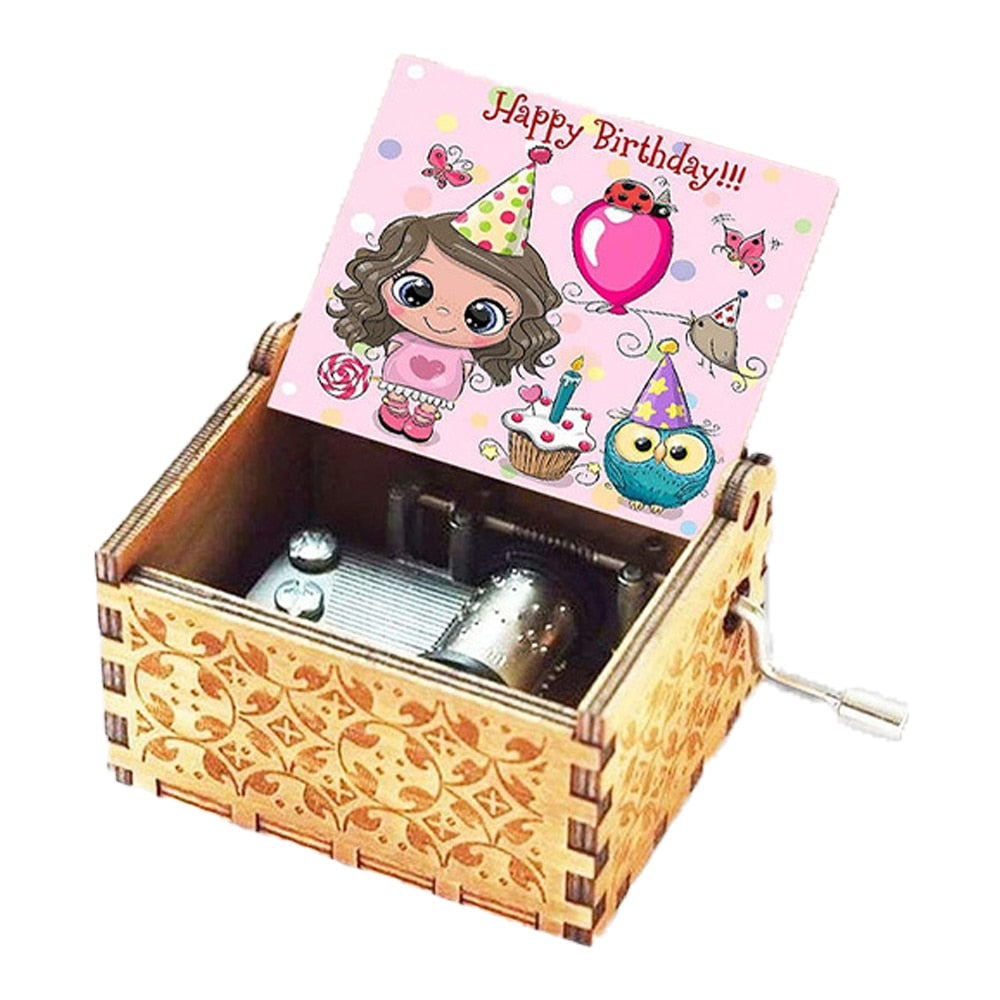 Carillon a manovella in legno inciso Buon compleanno Anime Demon Slayer Tu sei il mio sole Volami sulla luna Regali per la moglie - Gufetto Brand 