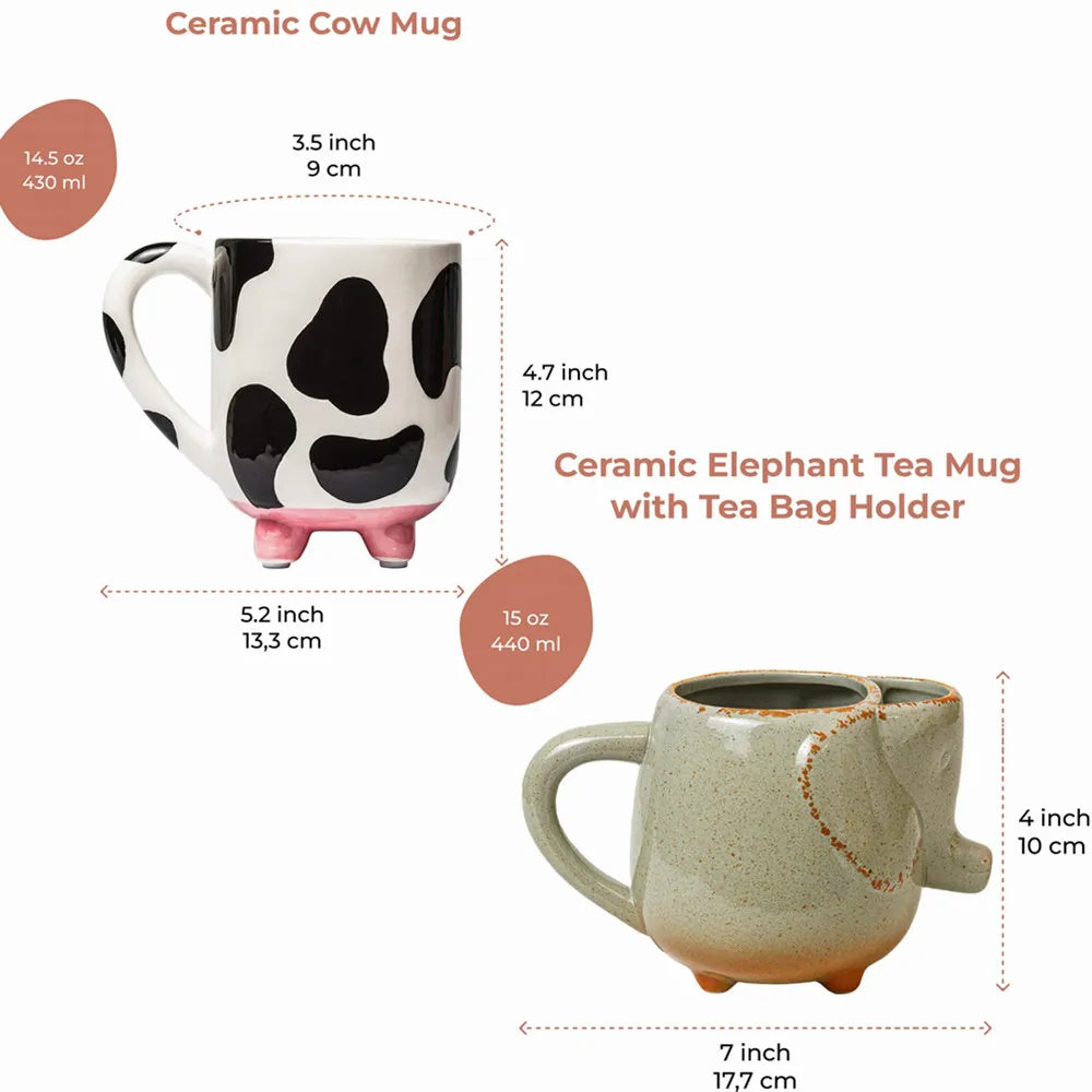 Tazza in ceramica per mucche con piedini antiscivolo