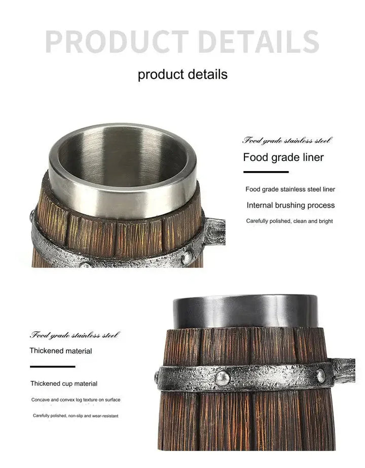 Bicchiere isolato progettato con canna di legno, tazza da viaggio in acciaio inossidabile da 20 once per birra, caffè e bevande fredde