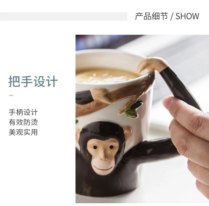 Divertente tazza colorata Gibbon Underglaze