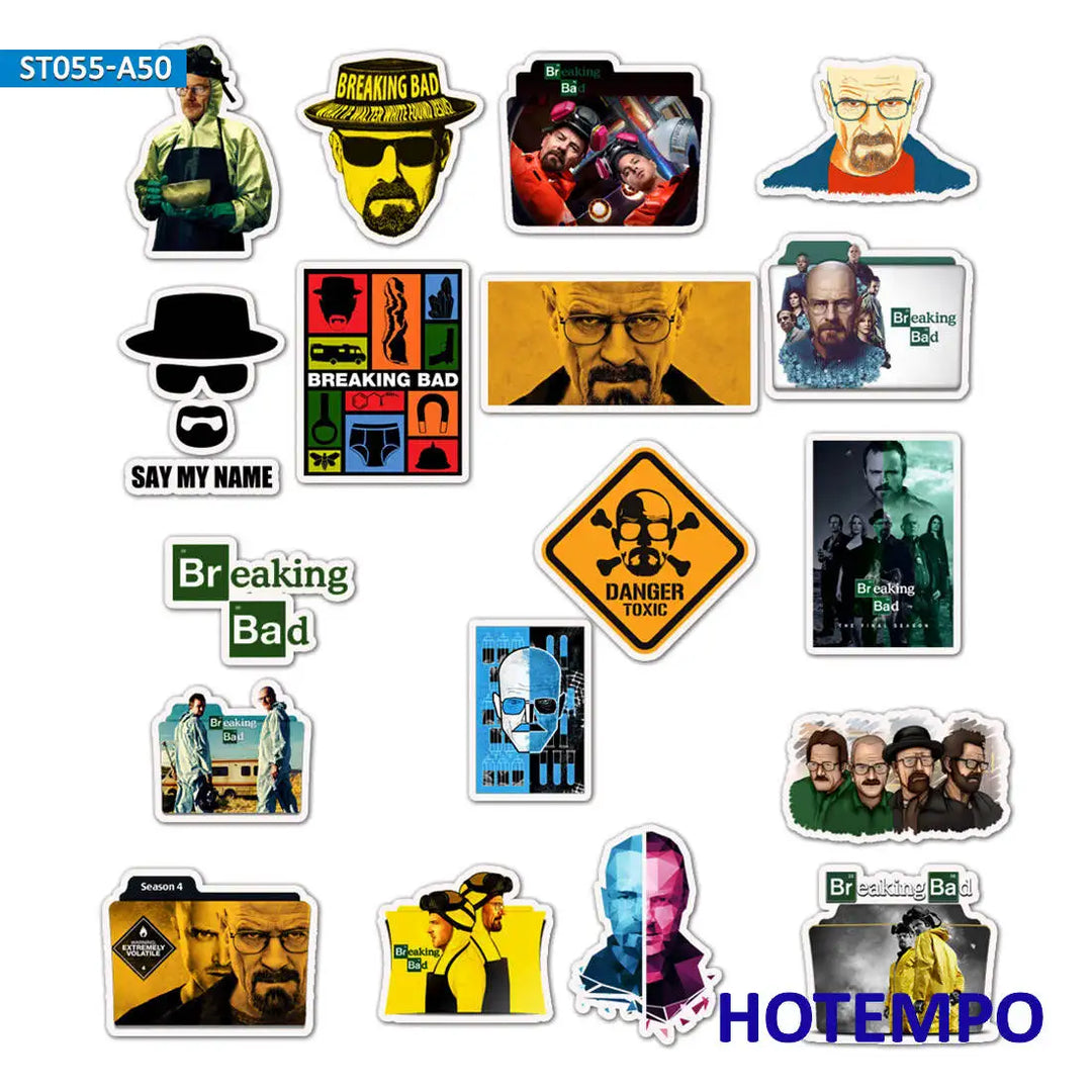 50PCS Breaking Bad Stickers Plot Crime Style TV Series Decals for Phone Laptop Guitar Skateboard Motorcycle Bike Luggage Sticker - Gufetto Brand 