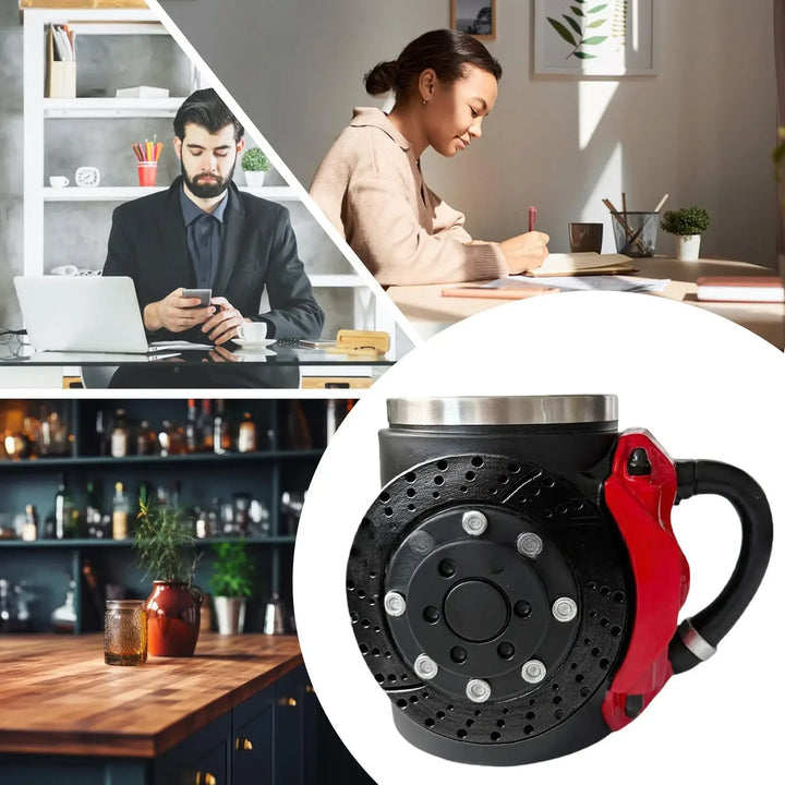 Tazza ergonomica dal design divertente con pastiglie freno con manico