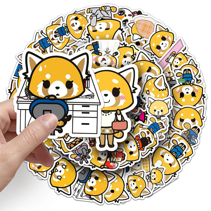 10/30/50pcs Funny Sanrio Aggretsuko Decoration Stickers for Kids Graffiti Luggage Fridge Cute Cartoon Decal PVC Sticker Toy Gift - Gufetto Brand 