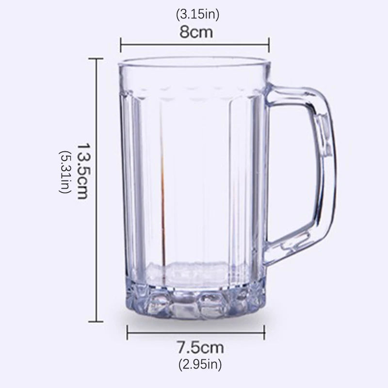 Boccale di birra trasparente da 500 ml in plastica infrangibile