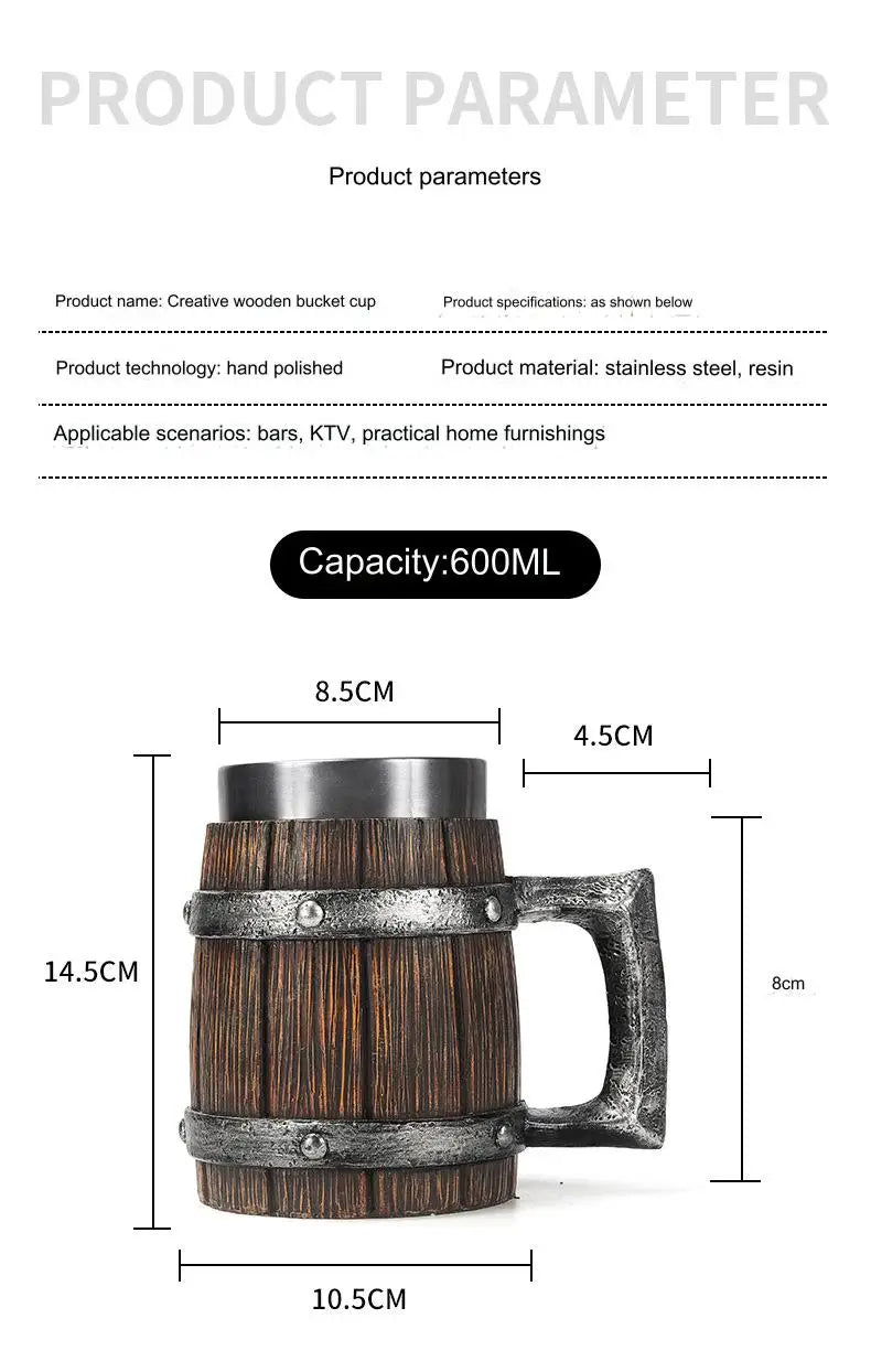 Bicchiere isolato progettato con canna di legno, tazza da viaggio in acciaio inossidabile da 20 once per birra, caffè e bevande fredde
