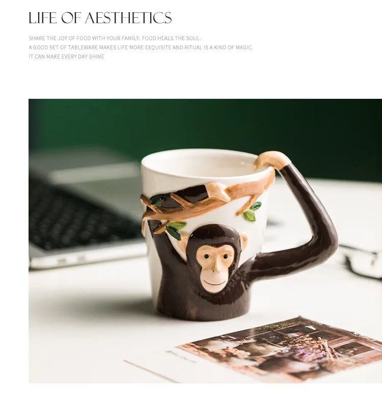 Divertente tazza colorata Gibbon Underglaze