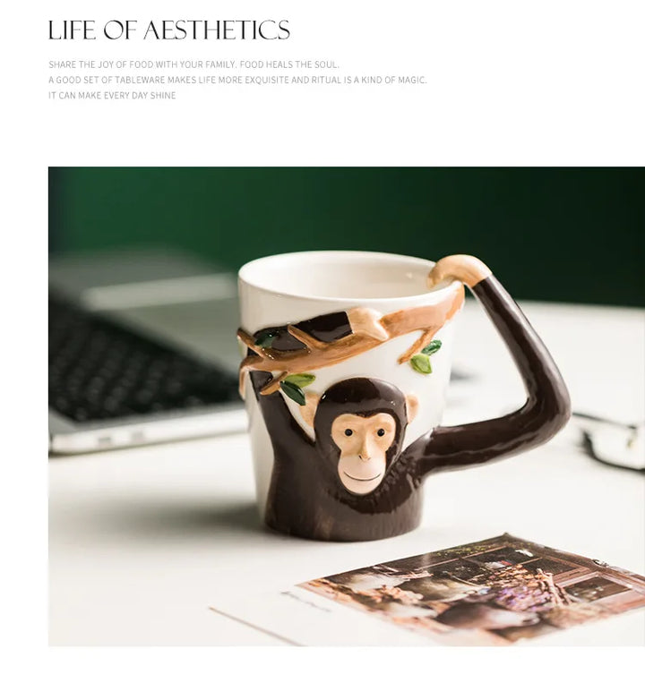 Divertente tazza colorata Gibbon Underglaze