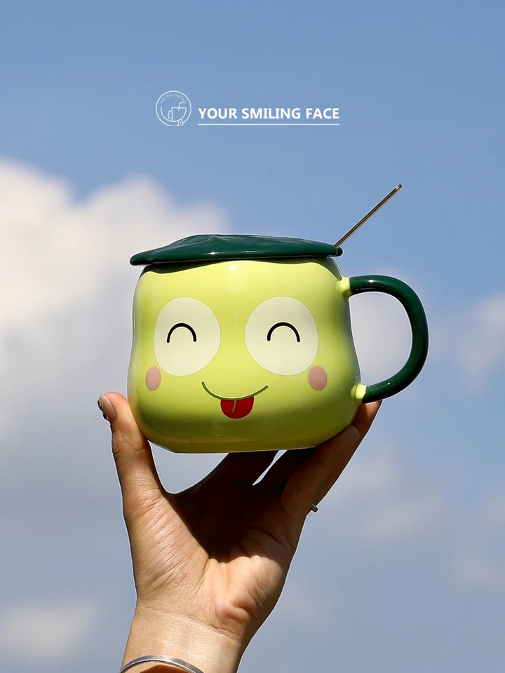 Divertente tazza di rana verde tazza di ceramica