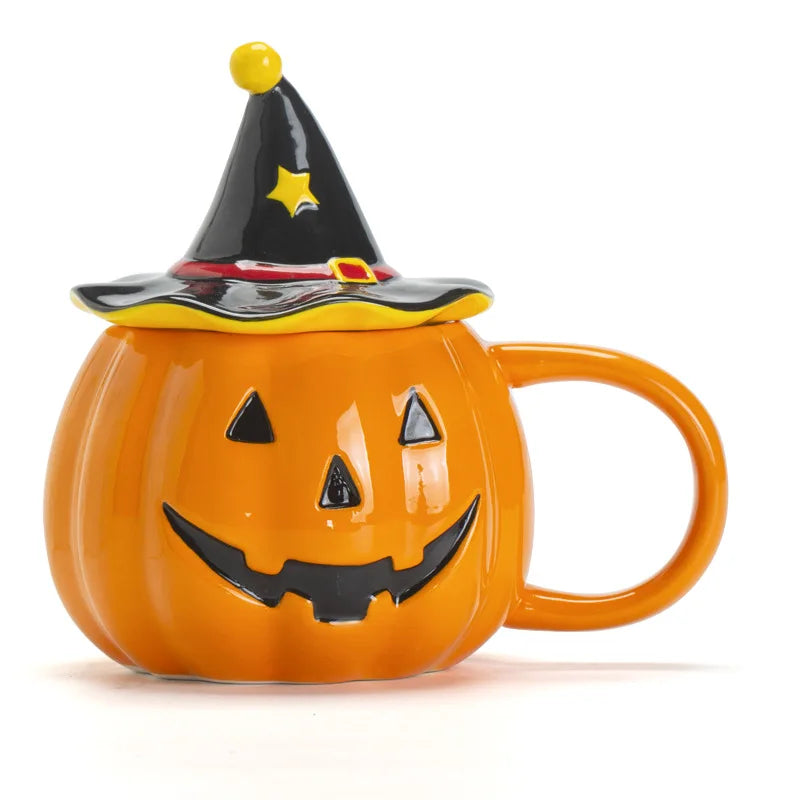 Divertenti tazza in ceramica Zucca con coperchio