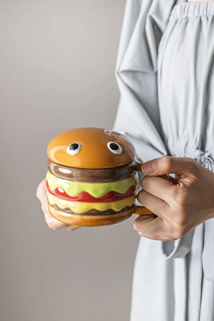 Tazze da caffè da 300 ml forma di hamburger con coperchio