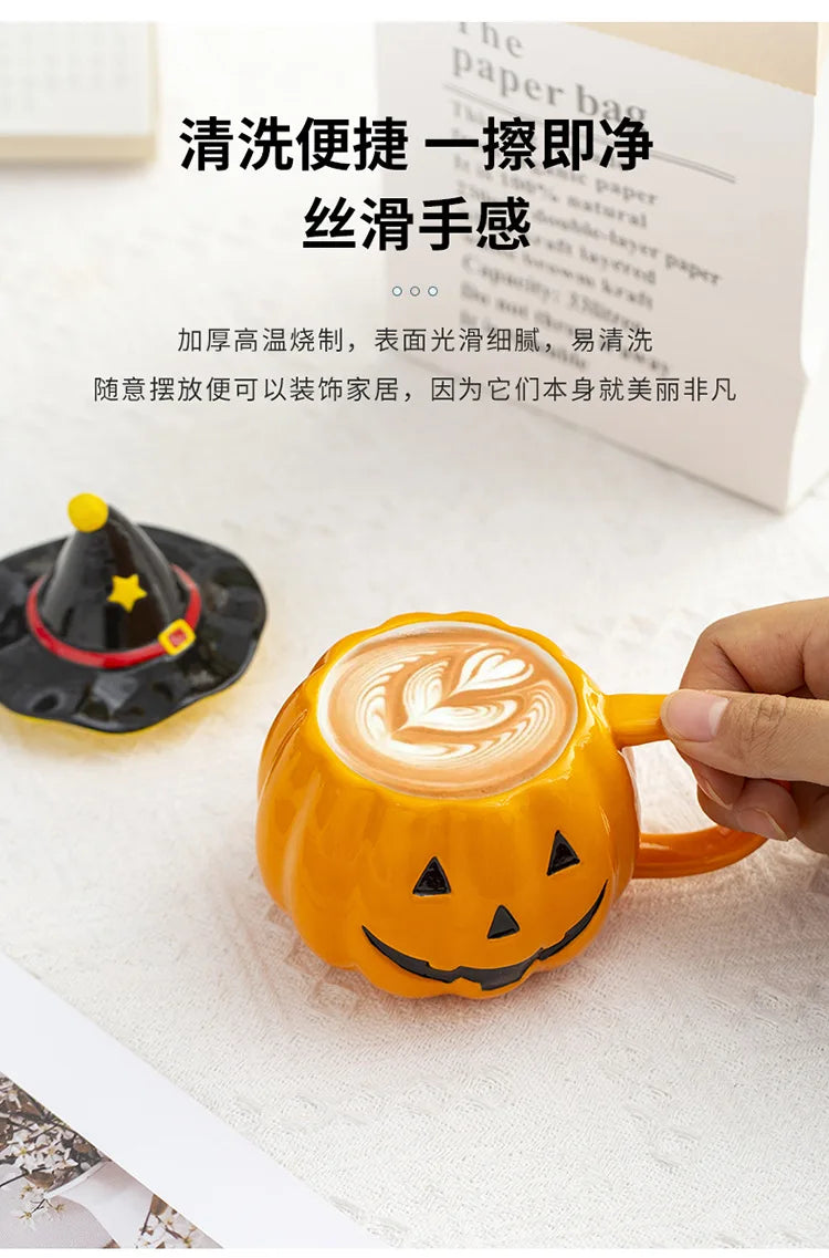 Divertenti tazza in ceramica Zucca con coperchio