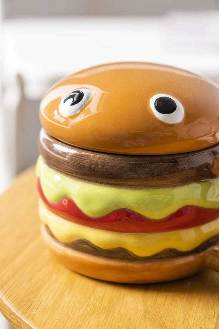 Tazze da caffè da 300 ml forma di hamburger con coperchio