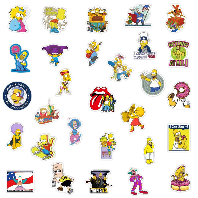 50PCS Cartoon Animation New Simpson Family Waterproof Sticker - Gufetto Brand 