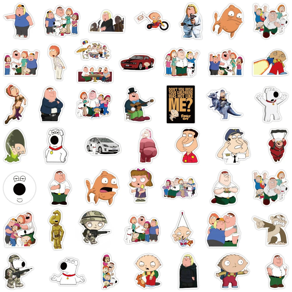 10/30/50/100pcs Cartoon Family Guy Stickers Decals DIY DIY Laptop Skateboard Phone Case Waterproof Vinyl Cute Kids Sticker Toys - Gufetto Brand 