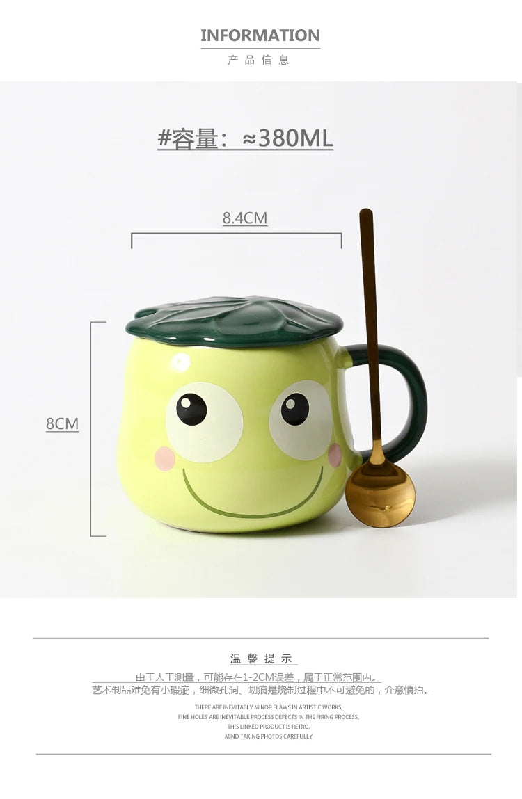Divertente tazza di rana verde tazza di ceramica